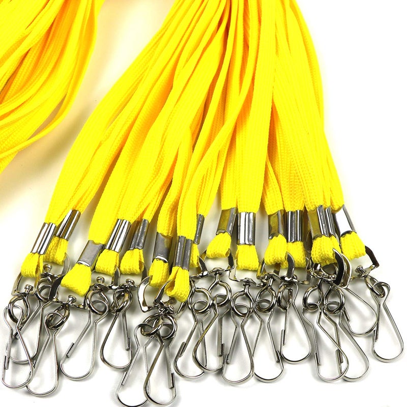 Beebel Lanyards 100 Pack Black Lanyards with Swivel Hook Clips for ID Name Badge Holder (Yellow, 100 Pack) - Image 4